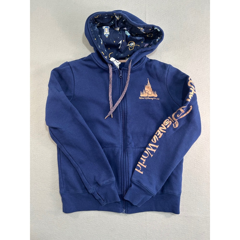 Disney Full Zip Hoodie‎ Women Medium Navy 50th Anniversary Walt Disney World